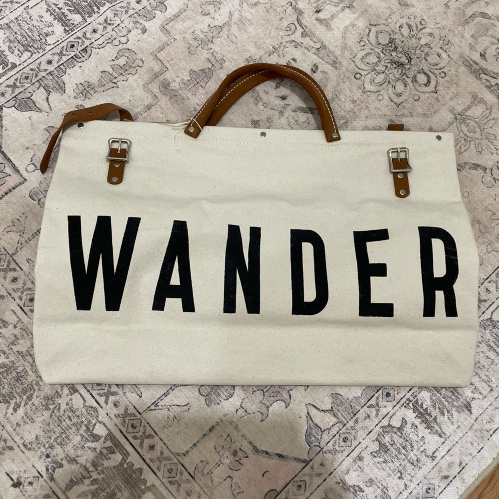 Wander Canvas Tote Bag - Cream and Brown